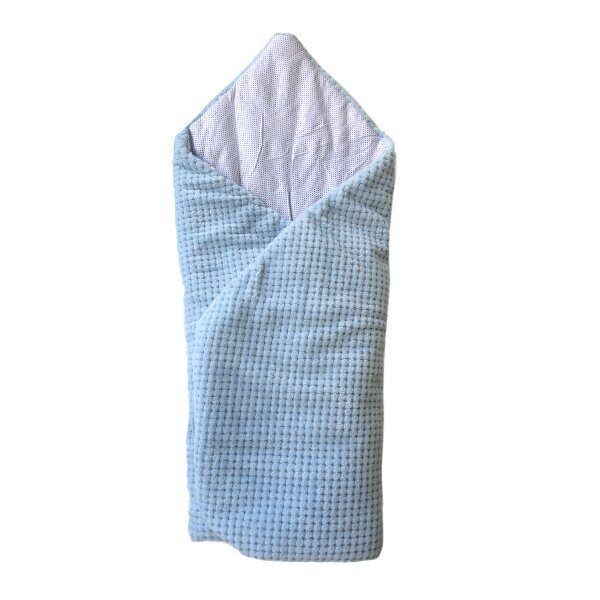 У2448 Одеяло на выписку велсофт+трикотаж с лентой 95×95 голубой
